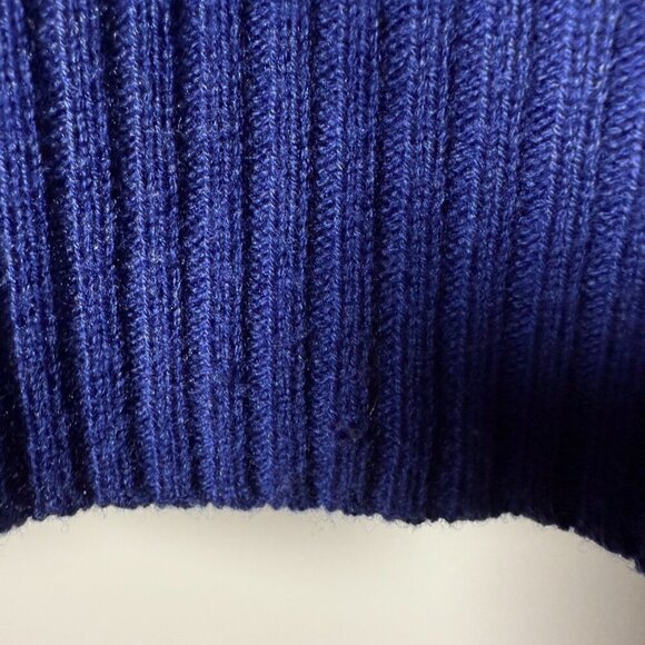 Athleta Merino Extra Fine Wool Sweater- Cobalt Blue & Black, Size Large - Picture 4 of 12